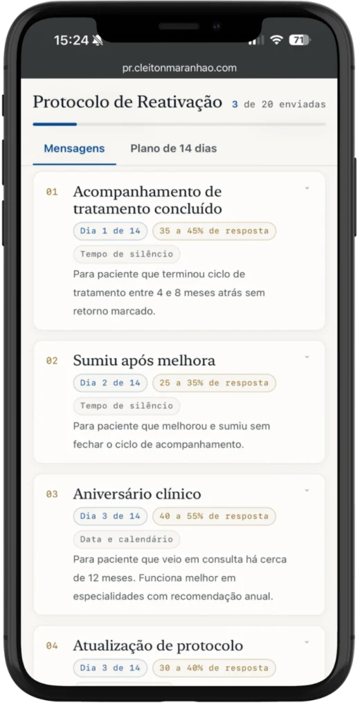 App do Protocolo: mensagem pronta com o botão de abrir o WhatsApp